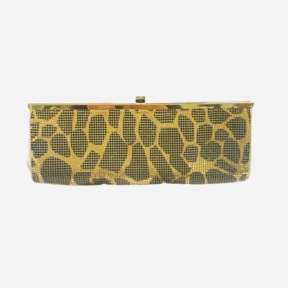 Steve Madden Metallic Gold Animal Print Evening Clutch Purse with Chain Strap